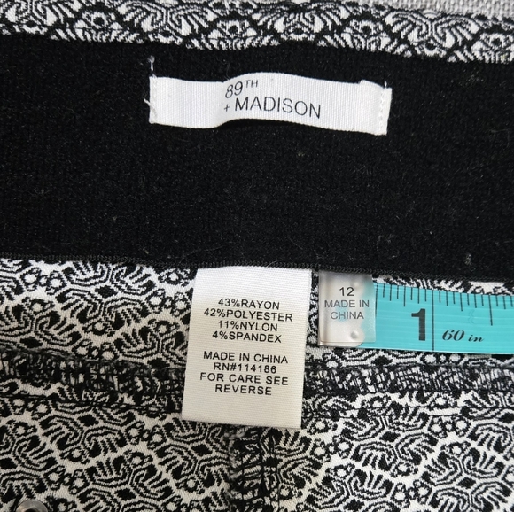 89th & Madison Black and White Geometric Patterned Stretch Pants Size 12 - Picture 11 of 11